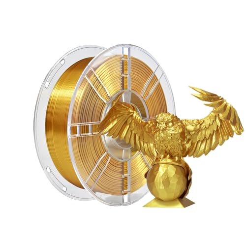 PLA Plus (PLA+) Shiny Silk 3D Printer Filament 1.75mm Silk PLA + 1.75 Dimension Accuracy +/- 0.02mm, 1kg Spule (2.2kg) für FDM 3D Drucker (Silk Gold) von iBOSS