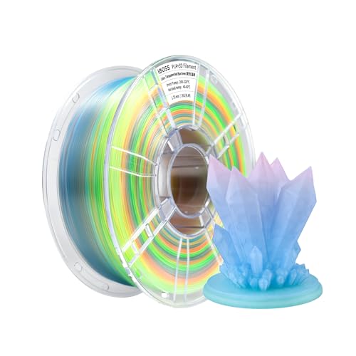 iBOSS Gradient PLA Plus 3D-Drucker-Filament 1,75 +/- 0,02 mm, 1 kg Spule (2,2lbs) Transparentes Dreifarbiges PLA Pro 3D-Filament, Passend für die meisten FDM-Drucker (Transparent Rot Blau Grün) von iBOSS