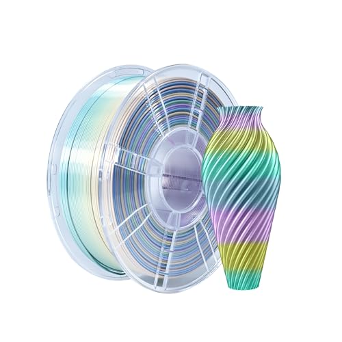 iBOSS Mehrfarbiges PLA+ Filament 1,75 mm, Seide PLA Plus 3D Regenbogen-Filament, 1 kg (2,2 lb), 3D-Druck-Filament, PLA Farbwechsel, Seide Mini Regenbogenfarbe - in Himmel von iBOSS