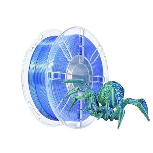 iBOSS PLA+ 3D-Drucker-Filament, PLA Plus Filament 1,75 mm zweifarbiges Seidenfilament, Co-Extrusion glänzendes 3D-Druck-Filament 1 kg (2,2 lbs) für FDM 3D Drucker, Zweifarbig Blaugrün von iBOSS