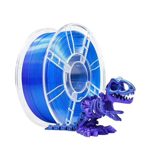 iBOSS PLA 3D-Drucker-Filament, PLA-Filament 1,75 mm zweifarbiges Seidenfilament, Co-Extrusion glänzendes 3D-Druck-Filament 1 kg (2,2 lbs), zweifarbig Lila Blau (Laser Lila) von iBOSS