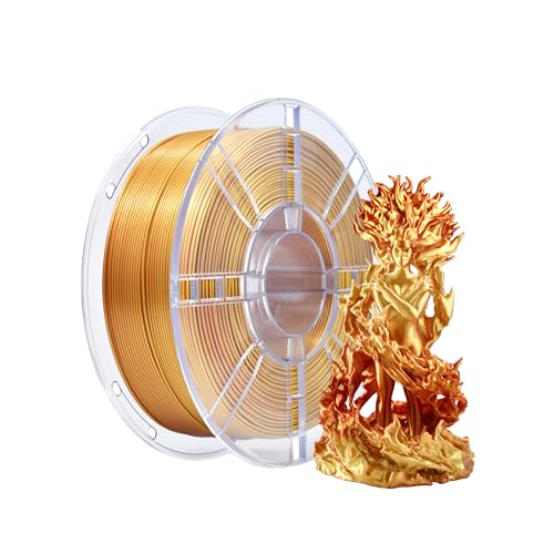 iBOSS PLA 3D-Drucker-Filament, PLA-Filament 1,75 mm zweifarbiges Seidenfilament, Co-Extrusion glänzendes 3D-Druck-Filament 1 kg (2,2 lbs), zweifarbig Rotgold von iBOSS