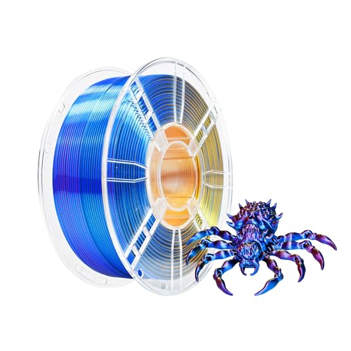 iBOSS PLA Plus 3D-Drucker-Filament, PLA+ Filament 1,75 mm Dreifarbiges Seidenfilament, Co-Extrusion glänzendes 3D-Druck-Filament 1 kg (2,2 lbs) für FDM 3D Drucker, Seide Rot+ Blau + Gold von iBOSS