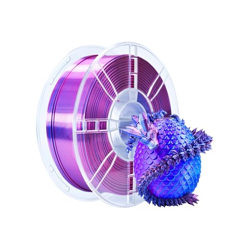 iBOSS PLA Plus 3D-Drucker-Filament, PLA+ Filament 1,75 mm zweifarbiges Seidenfilament, Co-Extrusion glänzendes 3D-Druck-Filament 1 kg (2,2 lbs) für FDM 3D Drucker, Zweifarbig Rot und Blau von iBOSS
