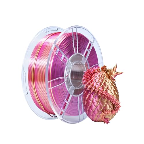 iBOSS PLA Plus 3D-Drucker-Filament, PLA+ Filament 1,75 mm zweifarbiges Seidenfilament, Co-Extrusion glänzendes 3D-Druck-Filament 1 kg (2,2 lbs) für FDM 3D Drucker, Zweifarbig Rotgold von iBOSS