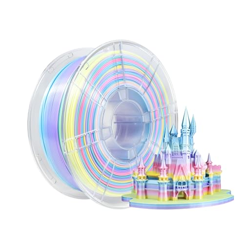iBOSS Seide Macaron Regenbogen PLA+ 3D Drucker Filament 1,75 mm +/-0,02 mm, 1KG (2,2lb), Verschlei Bfestes undglattes PLA PRO 3D-Druck Filament, Passen die meisten FDM Drucker von iBOSS