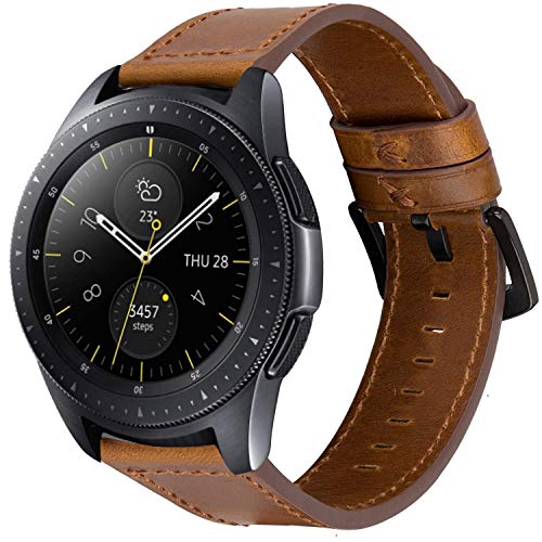iBazal 20mm Armband Leder Uhrenarmband Armbänder Lederarmband Ersatz für Samsung Galaxy Watch 3 41mm/Samsung Galaxy Watch 42mm/Active 40mm/Huawei 2/Gear S2 Classic/Ticwatch 2/E (Ohne Uhren) - Braun von iBazal