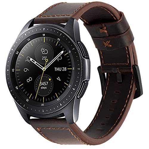 iBazal 20mm Armband Leder Uhrenarmband Armbänder Lederarmband Ersatz für Samsung Galaxy Watch 3 41mm/Samsung Galaxy Watch 42mm/Active 40mm/Huawei 2/Gear S2 Classic/Ticwatch 2/E (Ohne Uhren) - Kaffee von iBazal