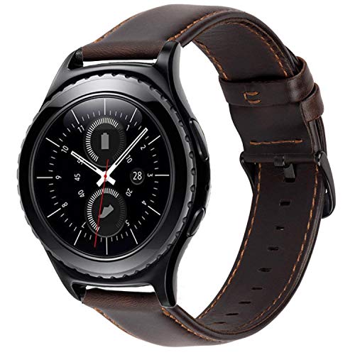 iBazal 20mm Armband Leder Uhrenarmband Lederarmband Armbänder Ersatz für Samsung Galaxy Watch 3 41mm/Samsung Galaxy Watch 42mm/Active 40mm/Huawei 2/Gear S2 Classic/Ticwatch 2/E Uhrarmband - Kaffee von iBazal