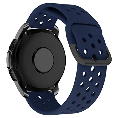 iBazal 20mm Armband Silikon Ersatz für Samsung Galaxy Watch 6/5/4 44mm 40mm/Galaxy Watch 5 Pro 45 mm/Watch 4/6 Classic 47mm 46mm 43mm 42mm/Galaxy 3 41mm/Galaxy Active 2/Galaxy 42mm - Dunkelblau von iBazal