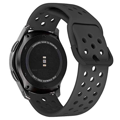 iBazal 20mm Armband Silikon Ersatz für Samsung Galaxy Watch 6/5/4 44mm 40mm/Galaxy Watch 5 Pro 45 mm/Watch 4/6 Classic 47mm 46mm 43mm 42mm/Galaxy 3 41mm/Galaxy Active 2/Galaxy 42mm - Dunkelgrau von iBazal