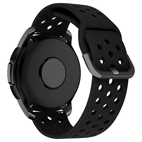 iBazal 20mm Armband Silikon Ersatz für Samsung Galaxy Watch 6/5/4 44mm 40mm/Galaxy Watch 5 Pro 45 mm/Watch 4/6 Classic 47mm 46mm 43mm 42mm/Galaxy 3 41mm/Galaxy Active 2/Galaxy 42mm Sportband - Schwarz von iBazal