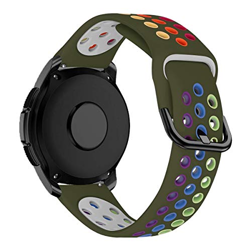 iBazal 20mm Armband Silikon Ersatz für Samsung Galaxy Watch 7/6/5/4/FE 44mm 40mm/Galaxy Watch 5 Pro 45 mm/Watch 4/6 Classic 47mm 46mm 43mm 42mm/Galaxy 3 41mm/Galaxy Active 2 - Regenbogen Grün von iBazal