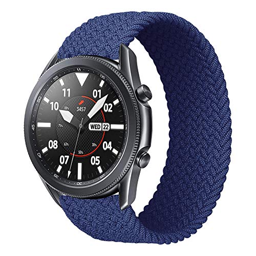 iBazal 22mm Galaxy Watch 3 45mm Armband Nylon Geflochtenes Solo Loop Band Ersatz für Samsung Galaxy Watch 46mm, Gear S3 Frontier Classic, Huawei Watch GT/GT 2 46mm Uhrenarmband Ersatzband - Blau(L) von iBazal