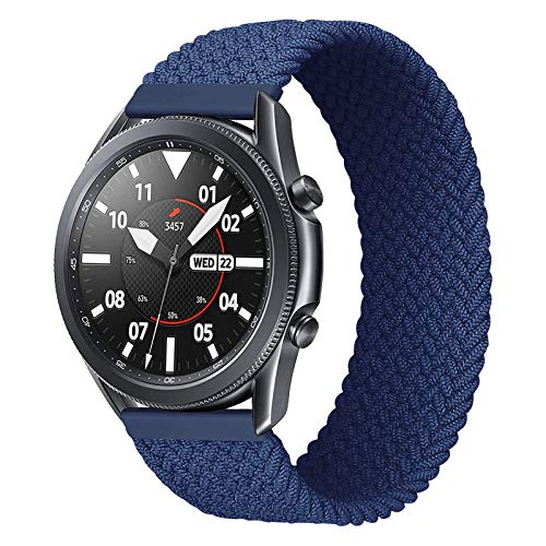 iBazal 22mm Galaxy Watch 3 45mm Armband Nylon Geflochtenes Solo Loop Band Ersatz für Samsung Galaxy Watch 46mm, Gear S3 Frontier Classic, Huawei Watch GT/GT 2 46mm Uhrenarmband Ersatzband - Blau(S) von iBazal