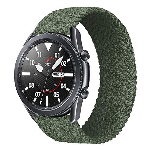 iBazal 22mm Galaxy Watch 3 45mm Armband Nylon Geflochtenes Solo Loop Band Ersatz für Samsung Galaxy Watch 46mm, Gear S3 Frontier Classic, Huawei Watch GT/GT 2 46mm Uhrenarmband Ersatzband - Grün(L) von iBazal