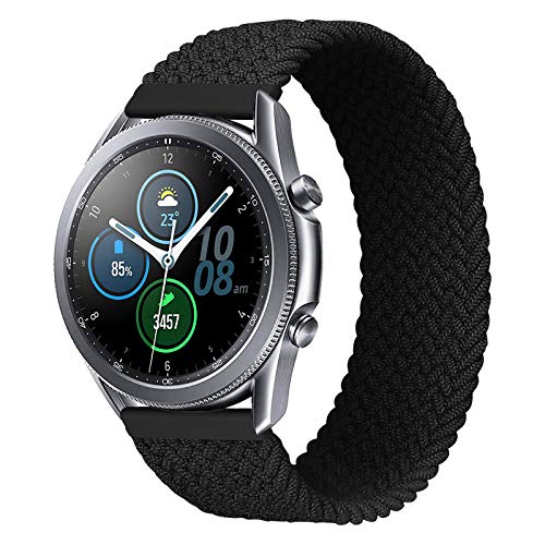 iBazal 20mm Nylon Armband Kompatibel mit Samsung Galaxy Watch 7/6/5/4/FE 40mm 44mm/5 Pro 45mm/Galaxy Watch 6 Classic 43mm 47mm/4/4 Classic 42mm 46mm/Galaxy 3 41mm/Galaxy Active 2 - Schwarz(XS) von iBazal