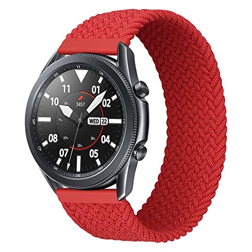 iBazal Galaxy Watch 3 45mm Armband 22mm Nylon Geflochtenes Solo Loop Band Ersatz für Samsung Galaxy Watch 46mm, Gear S3 Frontier Classic, Huawei Watch GT/GT 2 Uhrenarmband Ersatzband - Rot(M) von iBazal