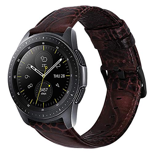 iBazal Galaxy Watch 42mm Leder Armband 20mm Uhrenarmband Ersatz für Galaxy Watch Active 2 40mm/44mm/Gear S2 Classic/Sport/Huawei GT 2 42mm/Huawei Watch 2/Ticwatch 2/E Ersatzarmband - Dunkelbraun von iBazal