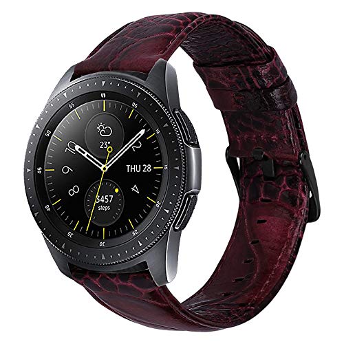 iBazal Galaxy Watch 42mm Leder Armband 20mm Uhrenarmband Ersatz für Galaxy Watch Active 2 40mm/44mm/Gear S2 Classic/Sport/Huawei GT 2 42mm/Huawei Watch 2/Ticwatch 2/E Ersatzarmband - Wein Rot von iBazal
