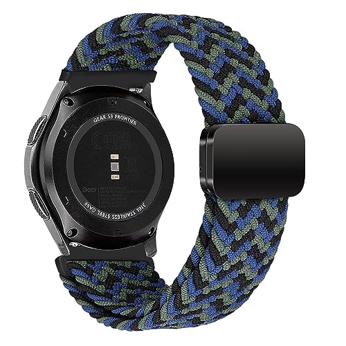 iBazal Kompatibel mit Galaxy Watch 46 mm/Galaxy Watch 3 45 mm/Gear S3 Frontier Klassisches Band, Nylon, geflochtenes, dehnbares, magnetisches Solo-Loop, elastisches Band, Ersatz für Huawei GT 2 von iBazal