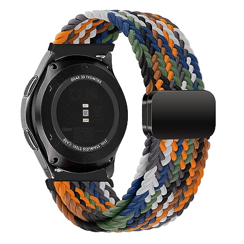 iBazal Kompatibel mit Galaxy Watch 46 mm/Galaxy Watch 3 45 mm/Gear S3 Frontier Klassisches Band, Nylon, geflochtenes, dehnbares, magnetisches Solo-Loop-Armband, Ersatz für Huawei GT 2 3/Pro/2e – von iBazal