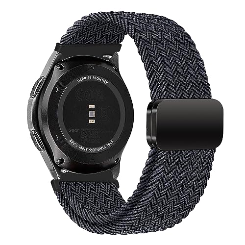 iBazal Kompatibel mit Galaxy Watch 46 mm/Galaxy Watch 3 45 mm/Gear S3 Frontier Klassisches Band, Nylon, geflochtenes, dehnbares, magnetisches Solo-Loop-Armband, Ersatz für Huawei GT 2 3/Pro/2e – von iBazal