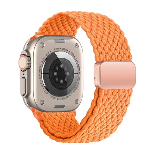 iBazal Kompatibel mit Watch Armband 41mm 40mm 38mm Nylon Geflochtenes Solo Loop Stoff Elastic Woven Uhren Band Ersatz für Watch Serie 9/8/7/6/5/4/3/2/1/SE/SE2 38/40/41 Orange von iBazal