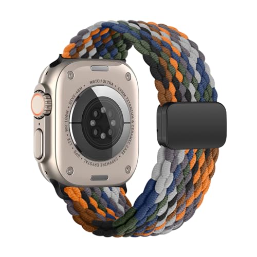 iBazal Kompatibel mit Apple Watch Armband 49mm 45mm 44mm 42mm Nylon Geflochtenes Solo Loop Stoff Woven Uhren Band Kompatibel für iWatch Serie Ultra/Ultra 2 9/8/7/6/5/4/3/2/1/SE/SE2 42 Camouflage von iBazal