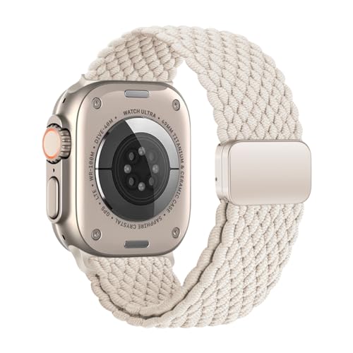 iBazal Kompatibel mit Apple Watch Armband 49mm 45mm 44mm 42mm Nylon Geflochtenes Solo Loop Stoff Woven Uhren Band Kompatibel für iWatch Serie Ultra/Ultra 2 9/8/7/6/5/4/3/2/1/SE/SE2 44/45/49 Stern von iBazal