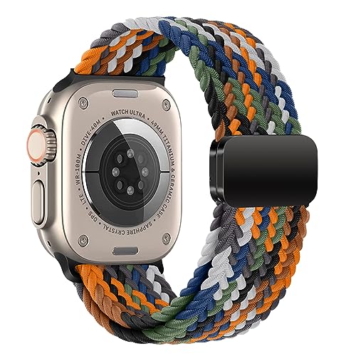 iBazal Kompatibel mit iWatch-Band, 41 mm, 40 mm, 38 mm, Nylon, geflochtenes, dehnbares, magnetisches Solo-Loop-Armband, Ersatz für iWatch-Serie Ultra 8/7/6/5/4/3/2/1/SE/SE2 – 38/40/41 Camouflage von iBazal