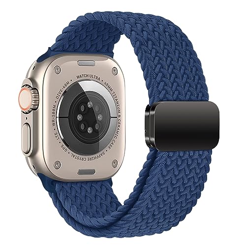 iBazal Kompatibel mit iWatch-Band, 41 mm, 40 mm, 38 mm, Nylon, geflochtenes, dehnbares Solo-Loop-Sport-Armband, Ersatz für iWatch-Serie Ultra 8/7/6/5/4/3/2/1/SE/SE2 – Cold Sea Blue 38/40/41 von iBazal