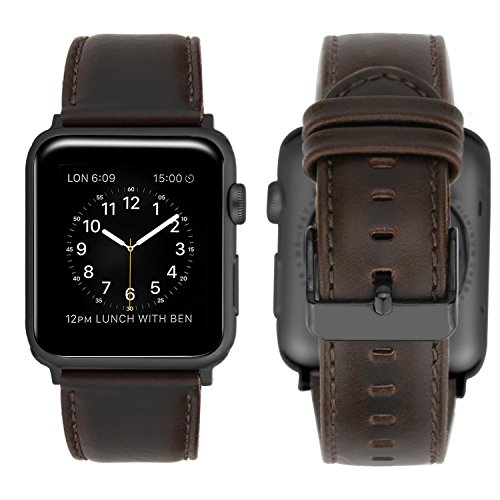 iBazal Lederarmband Ersatz für iWatch Ultra/SE Series 8 7 6 5 4 3 2 1 Armband 49mm 45mm 44mm 42mm Leder Uhrenarmband Ersatzarmband Uhrarmband Watchband Ersatzband Bands - Kaffee 42/44/45/49 von iBazal