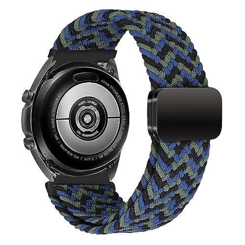 iBazal Nylon Band Kompatibel mit Samsung Galaxy Watch 6/5/4 44mm 40mm/Galaxy Watch 5 Pro 45mm/Watch 4/6 Classic 47mm 46mm 43mm 42mm/Watch 3 41mm/Active 2 Armband Braided Solo Loop - Blau Camouflage von iBazal