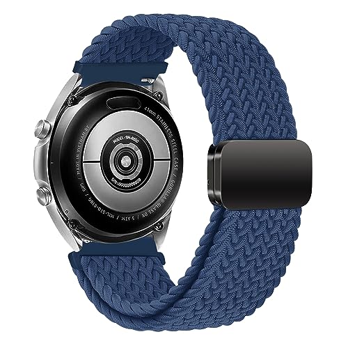 iBazal Nylon Band Kompatibel mit Samsung Galaxy Watch 6/5/4 44mm 40mm/Galaxy Watch 5 Pro 45mm/Watch 4/6 Classic 47mm 46mm 43mm 42mm/Watch 3 41mm/Active 2 Armband Braided Solo Loop - Kaltes Meeresblau von iBazal