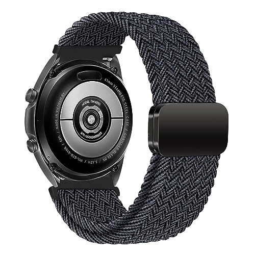 iBazal Nylon Band Kompatibel mit Samsung Galaxy Watch 7/6/5/4/FE 44mm 40mm/Galaxy Watch 5 Pro 45mm/Watch 4/6 Classic 47mm 46mm 43mm 42mm/Watch 3 41mm/Active 2 Armband Braided Solo Loop Schwarz Graphit von iBazal