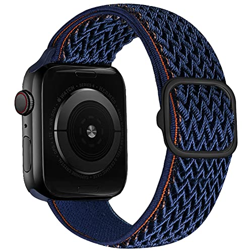 iBazal Geflochtenes Solo Loop Nylon Band Kompatibel mit Apple Watch Armband 49mm 45mm 44mm 42mm Ersatz für iWatch Serie Ultra/Ultra 2 SE/SE 2 Series 9 8 7 6 5 4 3 2 1 - Navy Blau 42/44/45/49 von iBazal