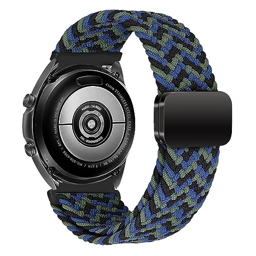 iBazal Nylonband kompatibel mit Samsung Galaxy Watch 6/5 40mm 44mm/5 Pro 45mm/4/4 Classic 42mm 46mm/Galaxy 3 41mm/Galaxy Active/Active2/Galaxy Watch 42mm Geflochtenes Magnetarmband - Blau Camouflage von iBazal