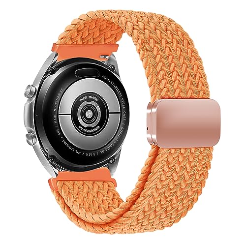 iBazal Nylonband kompatibel mit Samsung Galaxy Watch 6/5 40mm 44mm/5 Pro 45mm/4/4 Classic 42mm 46mm/Galaxy 3 41mm/Galaxy Active/Active2/Galaxy Watch 42mm Geflochtenes Magnetarmband - Orange von iBazal