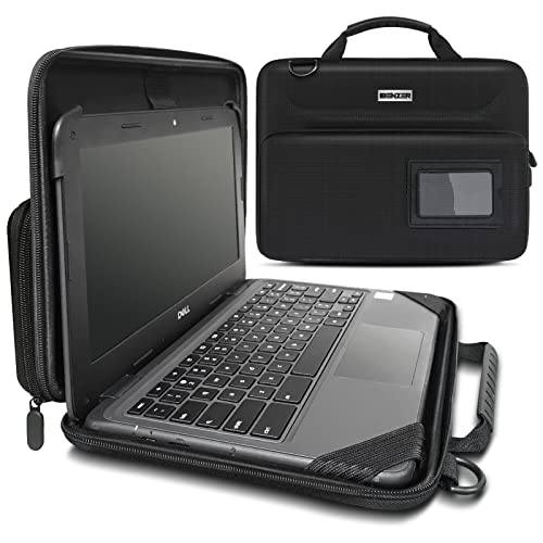 IBENZER EVA-LSPS Schutzhülle für MacBook Air/Asus/Acer/Samsung/HP/Lenovo Chromebook Laptop, Hartschalen-Laptoptasche mit Schultergurt + Griff + Tasche für K-12 Studenten, schwarz, EVA-LSPS K-BK von iBenzer
