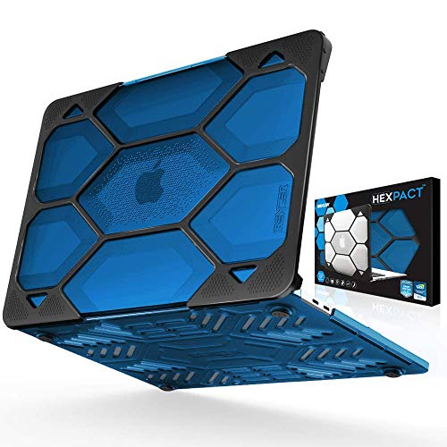 iBenzer LC-HPE-T13CYBL Hexpact Clip Schutzhülle für Apple MacBook Pro 13“ (2016-2018) mit TPU-Schutzrahmen, Lüftungsschlitzsparungen, Wabenstrucktur, rutschfesten Füssen – Blau von iBenzer