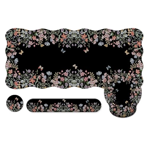 iCasso 4-in-1 ergonomisches Mauspad mit Handgelenkstütze + Tastatur-Handgelenkauflage + Untersetzer-Set von iCasso