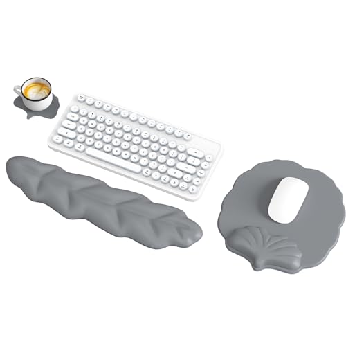 iCasso Ergonomisches Mauspad mit Handgelenkstütze, bequeme Tastatur-Handgelenkauflage mit rutschfester Unterseite, einfaches Tippen und Schmerzlinderung am Handgelenk für Computer, Laptop, Zuhause und von iCasso