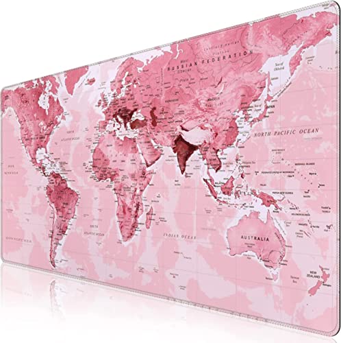 iCasso Large Gaming Mouse Pad, 900 x 400 mm, Extended Large Mouse Pad, XXL Mouse Pad, Non-Slip Rubber Base and Waterproof Surface, Desk Mat for Laser/Optical Mice (Rosa Karte) von iCasso