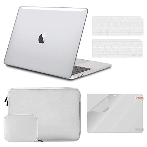iCasso MacBook Air 13 Zoll Hülle A1932/2179 Bundle 4 in 1, Displayschutzfolie, Tastaturabdeckung und kleine Tasche kompatibel 2020 2019 2018 MacBook Air 13 Touch ID - Klar von iCasso
