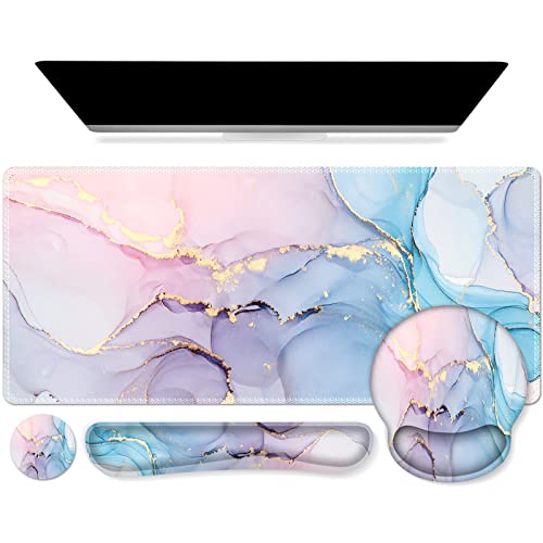iCasso Schreibtischmatte, Gaming-Mauspad, Handgelenkstützen-Set, 4-in-1 XXL, Computer, blauer Marmor iCasso Schreibtischmatte, Gaming-Mauspad, Handgelenkstützen-Set, 4-in-1 XXL, Computer, blauer Marmor von iCasso
