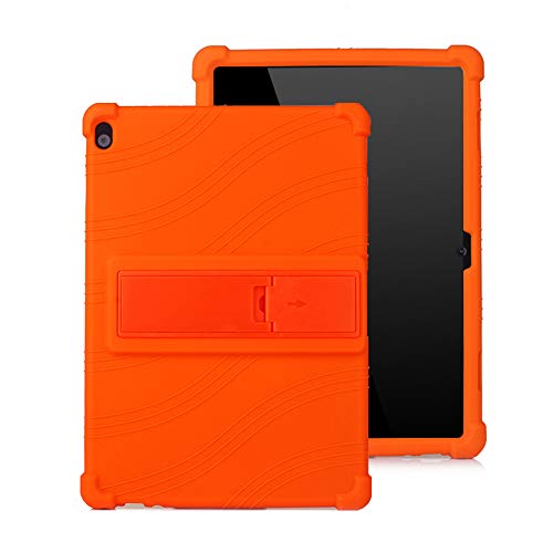 iChicTec Schutzhülle für Lenovo Tab P10 (TB-X705F/L)/Tab 5 Plus 10.1(TB-X705F/L)/Smart Tab M10 TB-X605F, leicht, rutschfest, Silikon Orange Orange von iChicTec