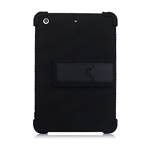 iChicTec Schutzhülle für iPad Mini 3/2/1 Weiches Silikon Anti-Rutsch Integrierter Kickstand Case Leichte Schutzhülle Schwarz schwarz von iChicTec