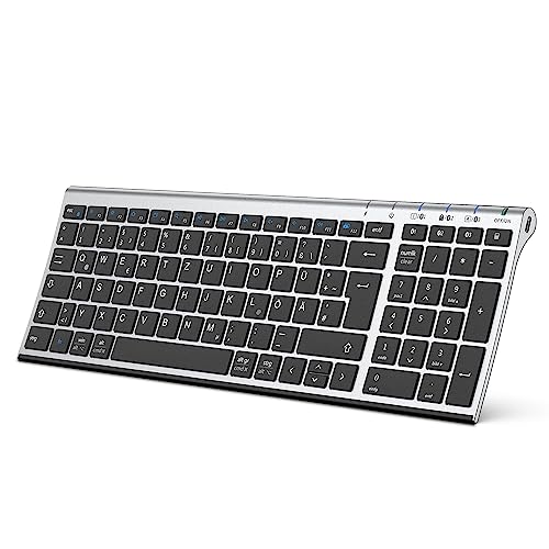 iClever BK10 Bluetooth Tastatur, kabellose wiederaufladbare mit 3 Bluetooth Kanälen, Stabile Verbindung, Ultraslim Ergonomisches Design, Funk Tastatur für iOS, Android, Windows iClever BK10 Bluetooth Tastatur, kabellose wiederaufladbare mit 3 Bluetooth Kanälen, Stabile Verbindung, Ultraslim Ergonomisches Design, Funk Tastatur für iOS, Android, Windows von iClever