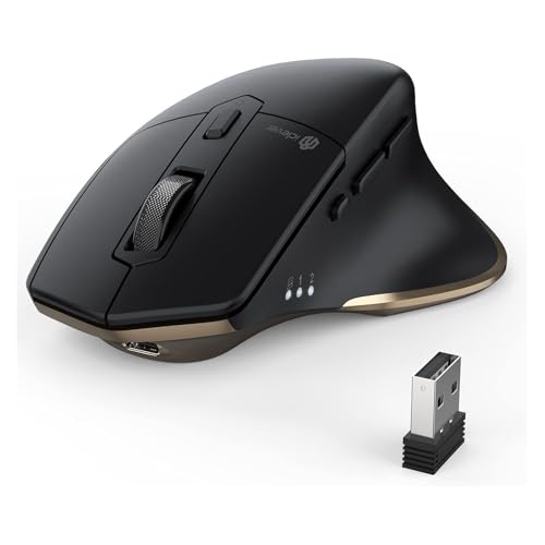 iClever Bluetooth Maus, Rechargeable Ergonomiche Maus Kabellose Mouse, Wiederaufladbarer Akku, Multi-Device, 800/1200 / 1600/2000 / 2400 DPI,7 Buttons for PC/Laptop/Tablet/MacBook, Schwarz von iClever